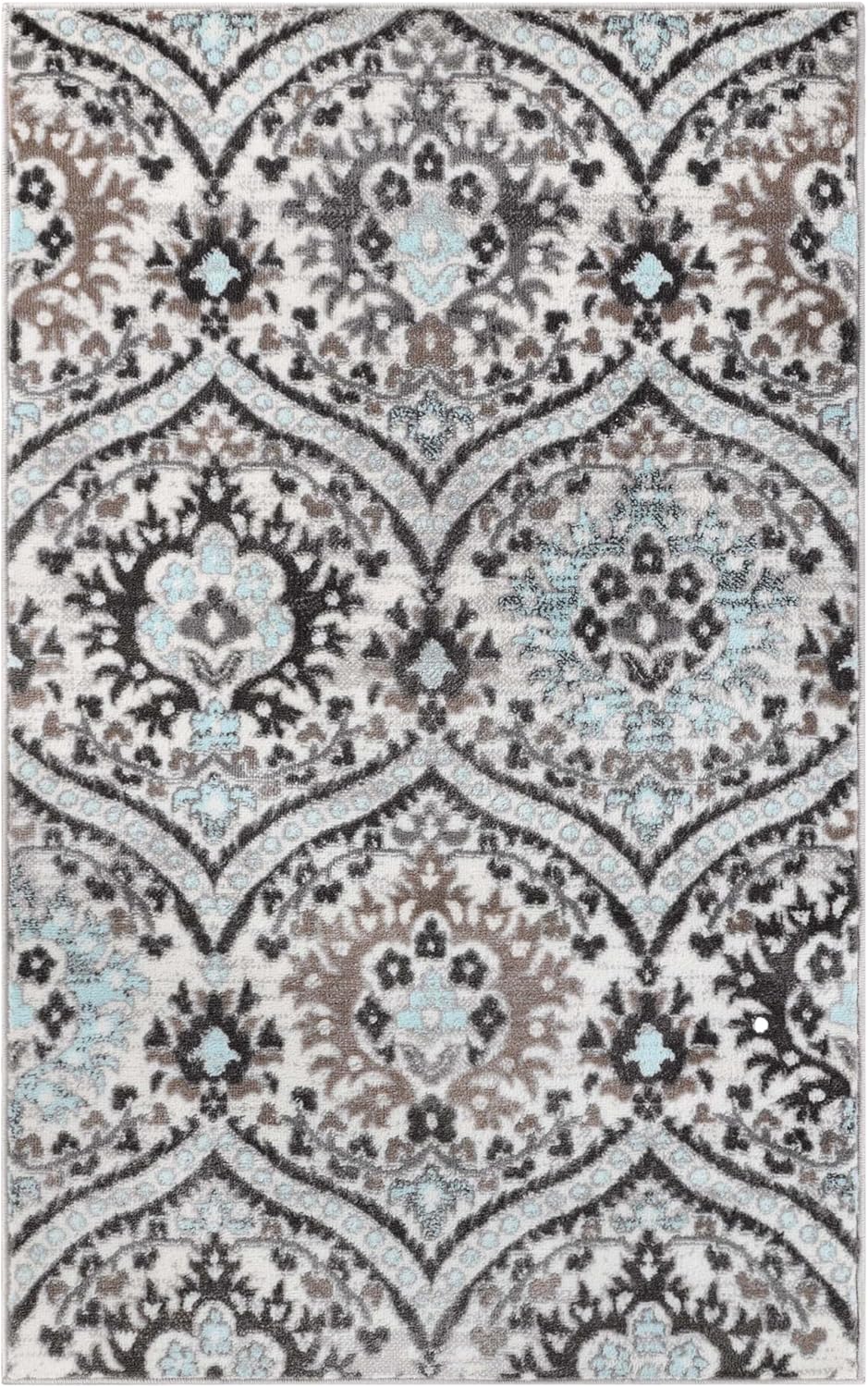 Superior Augusta 3 Piece Indoor Area Rug Set, Jute Backing, Floral Damask Decor for Hallway, Entry, Office, Kitchen, Bedroom, Living Room Floors, Plush Rugs, 2' 7" x 8', 2' x 3', 5' x 8', Beige