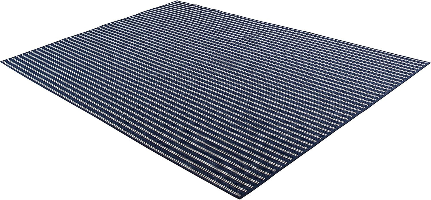 Indoor Outdoor Striped Rug 5'3"x7'6" Navy Blue