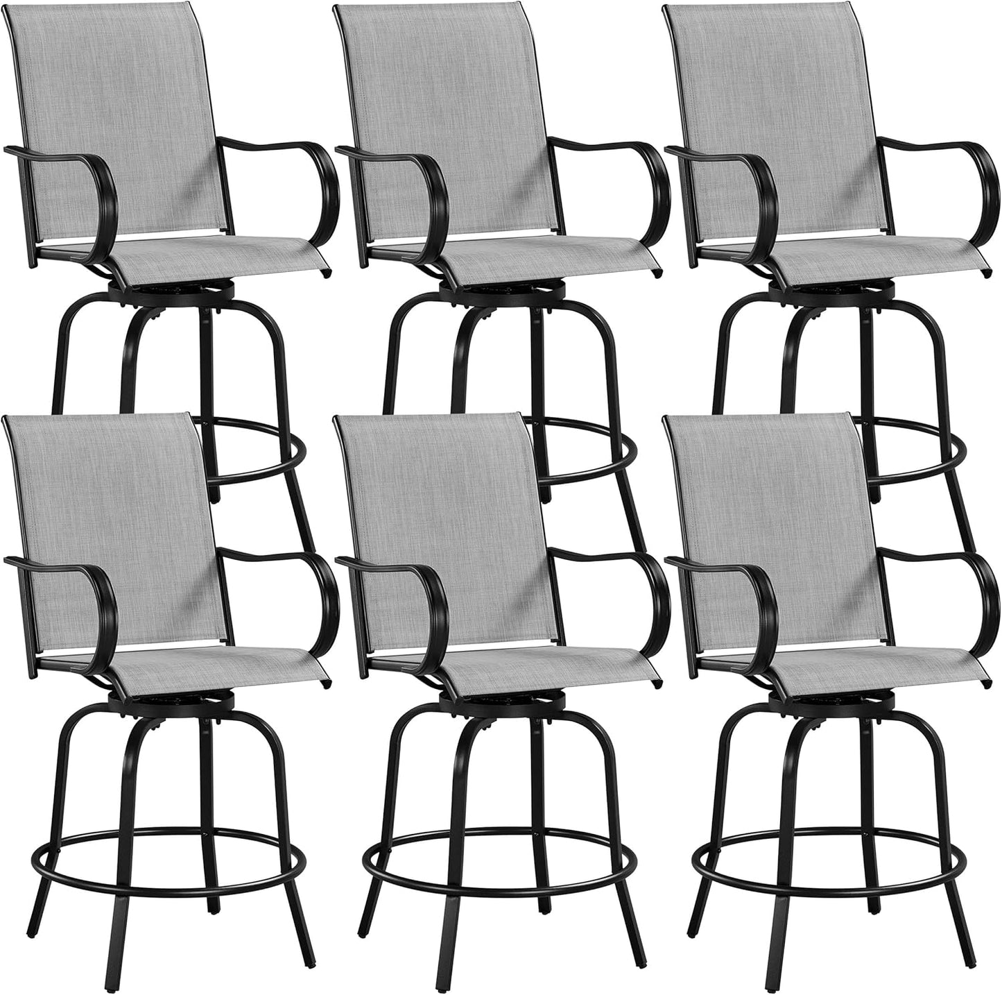 Yaheetech Outdoor Patio Swivel Bar Stools Outdoor Chairs Set of 2, All-Weather Patio Stools for Outside, Beach, Lawn, Poolside and Garden, Black