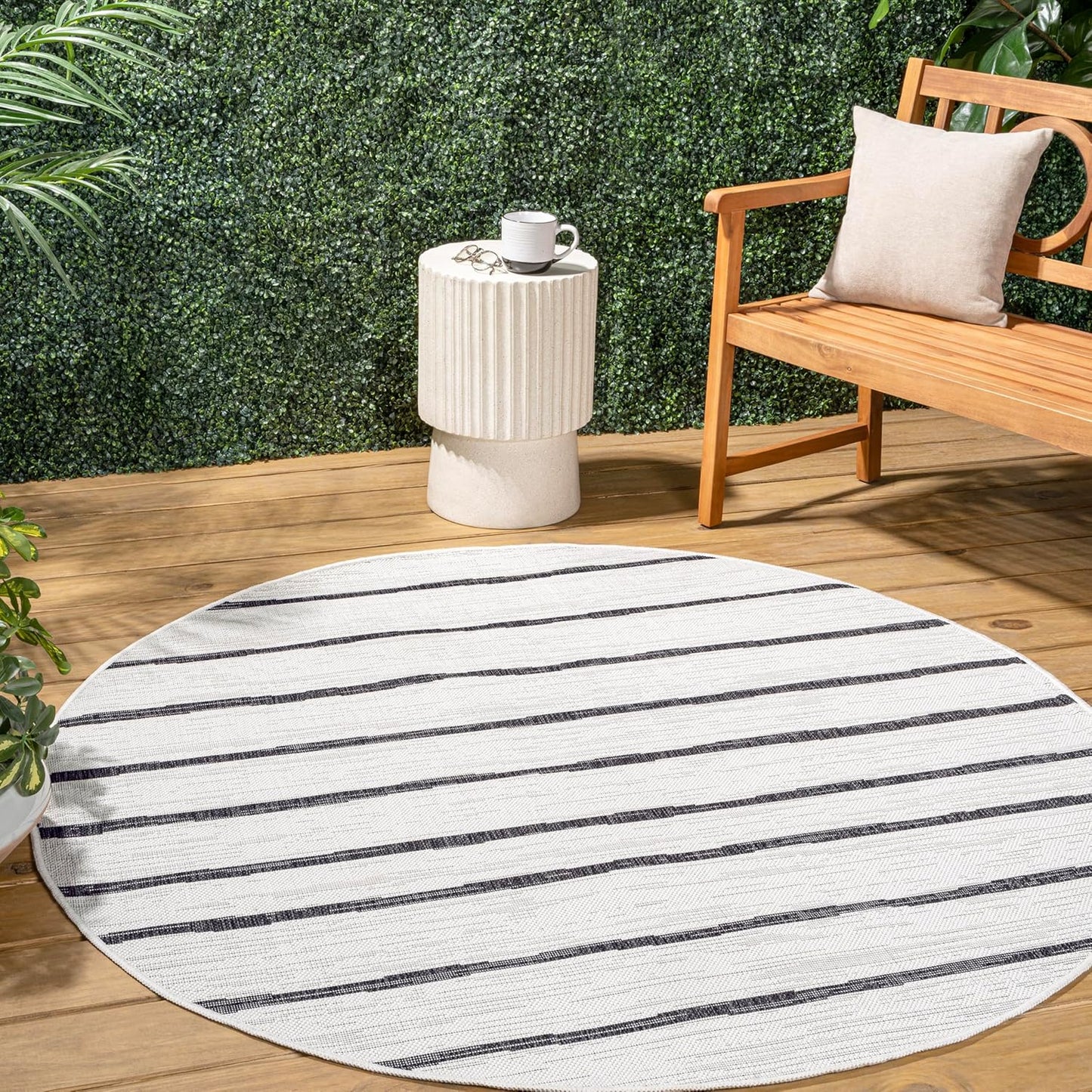 JONATHAN Y SMB125D-8 Colonia Berber Stripe Indoor/Outdoor 8 ft. x 10 ft. Area Rug, Contemporary, Bohemian, Minimalistic, Rustic, Pet Friendly, Stain Resistant, Bedroom, Backyard, Patio, Ivory/Black