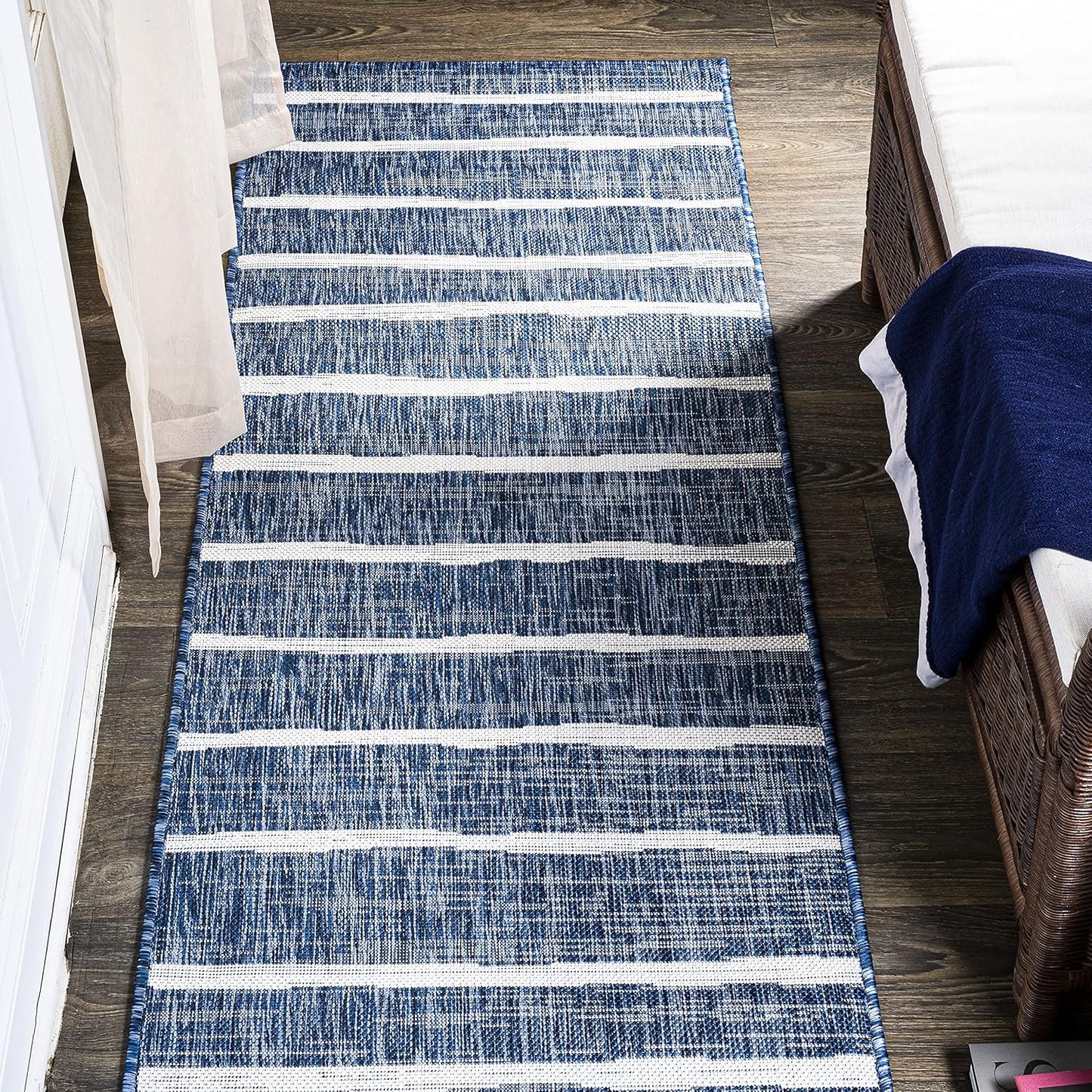 JONATHAN Y SMB125D-8 Colonia Berber Stripe Indoor/Outdoor 8 ft. x 10 ft. Area Rug, Contemporary, Bohemian, Minimalistic, Rustic, Pet Friendly, Stain Resistant, Bedroom, Backyard, Patio, Ivory/Black