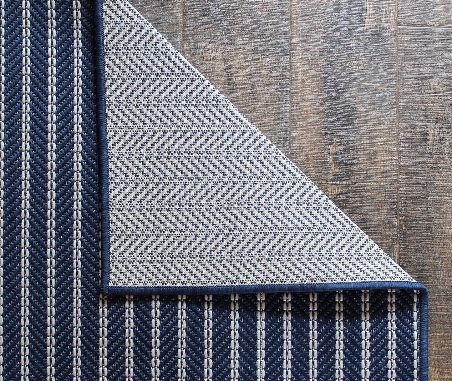 Indoor Outdoor Striped Rug 5'3"x7'6" Navy Blue